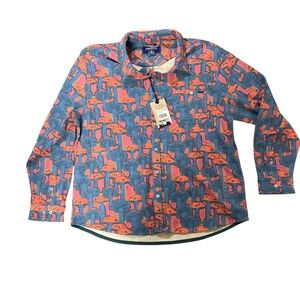 Chubbies Flannel Shirt Men's XL The Funky Spore Psychedelic Mushroom Print NWT